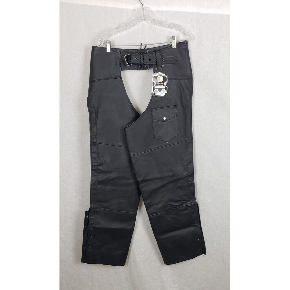 HWK Leather Motorcycle Chaps Mens 36 Genuine Leather‎ Biker Riding Pants Rodeo